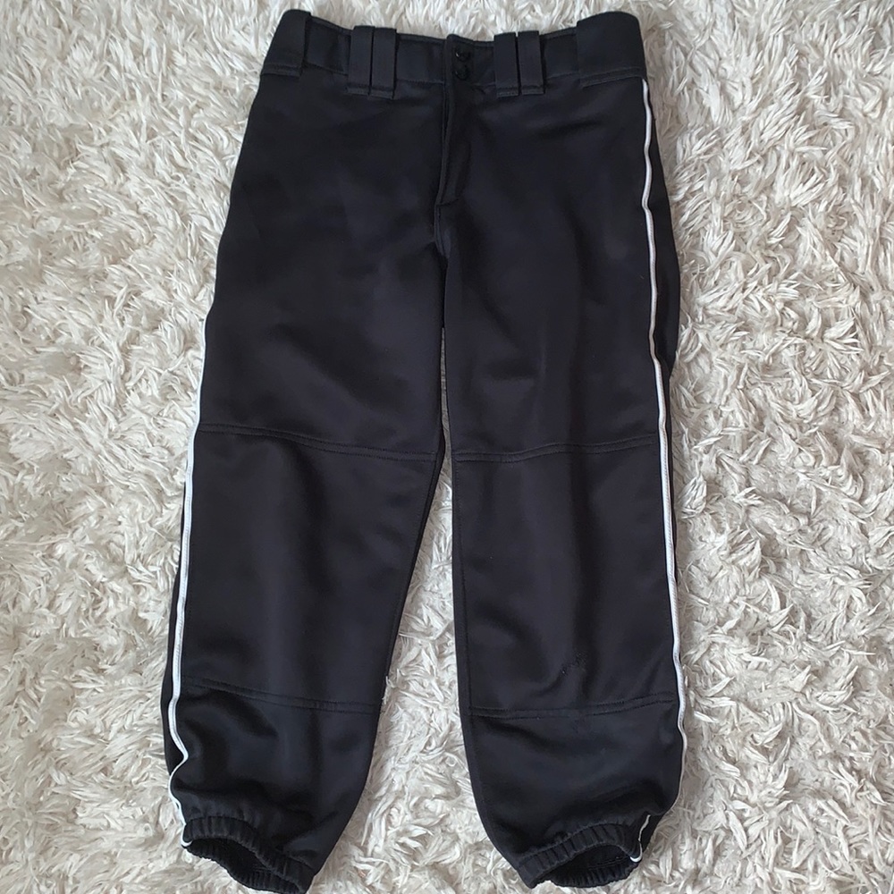 Mizuno, Black w/ Pinstripe, Women S softball pants